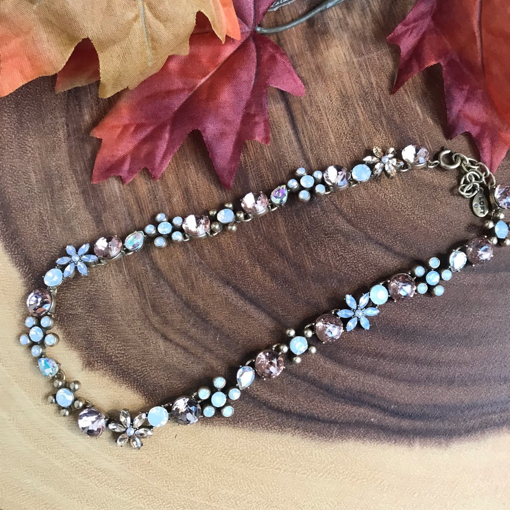 LOFT Peach & Flowers Rhinestone Choker Necklace - Picture 3 of 5
